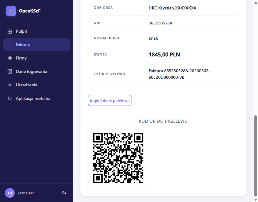 Payment data and QR