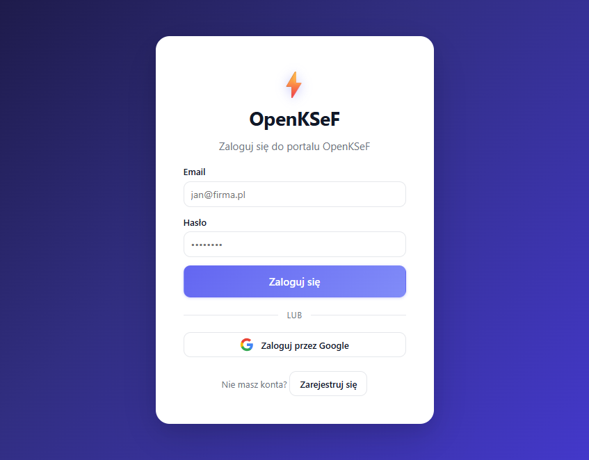 Login page